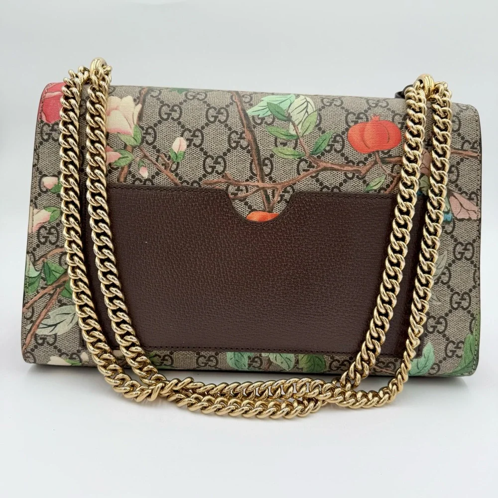 Gucci GG Supreme Monogram Tian Large Padlock Shoulder Bag Beige Multicolor - Picture 3 of 11